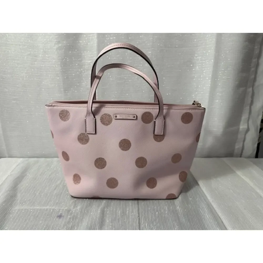 KATE SPADE TOTE LIGHT PINK WITH PINK GLITTER DOTS - Picture 1 of 7